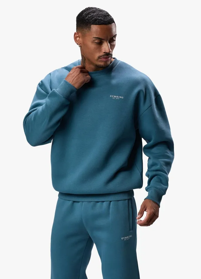 Gym King Tracksuits Men Established Crew Tracksuit 8211 Lake Blue