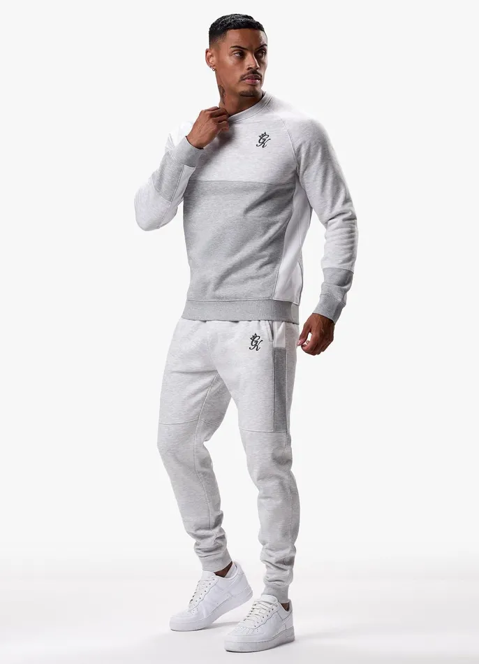 Gym King Tracksuits Men Minefield Crew Tracksuit 8211 Snow Marl