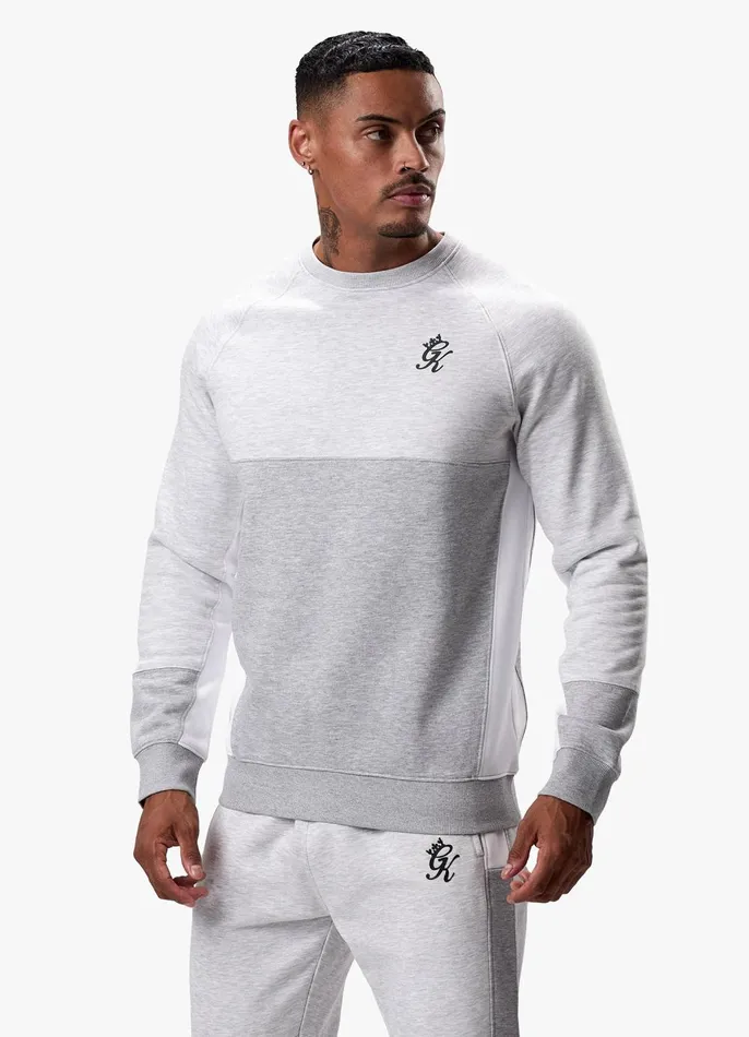 Gym King Tracksuits Men Minefield Crew Tracksuit 8211 Snow Marl