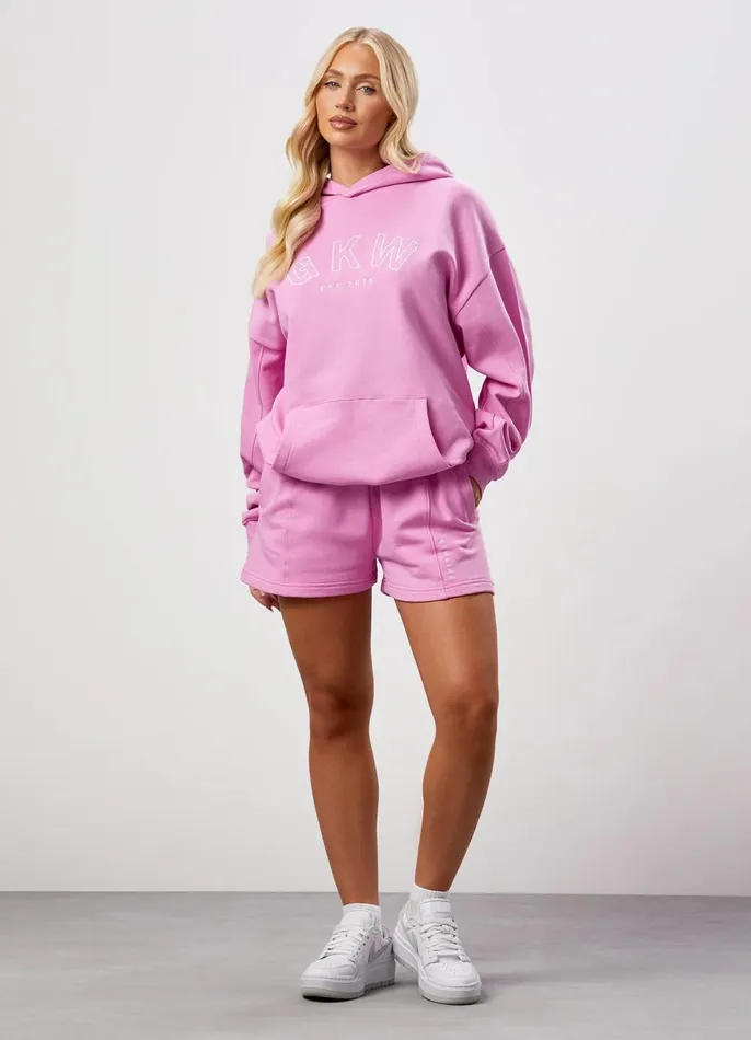 Gym King Tracksuits Women GKW Relaxed Fit Hoodie and Shorts 8211 Pink Rose