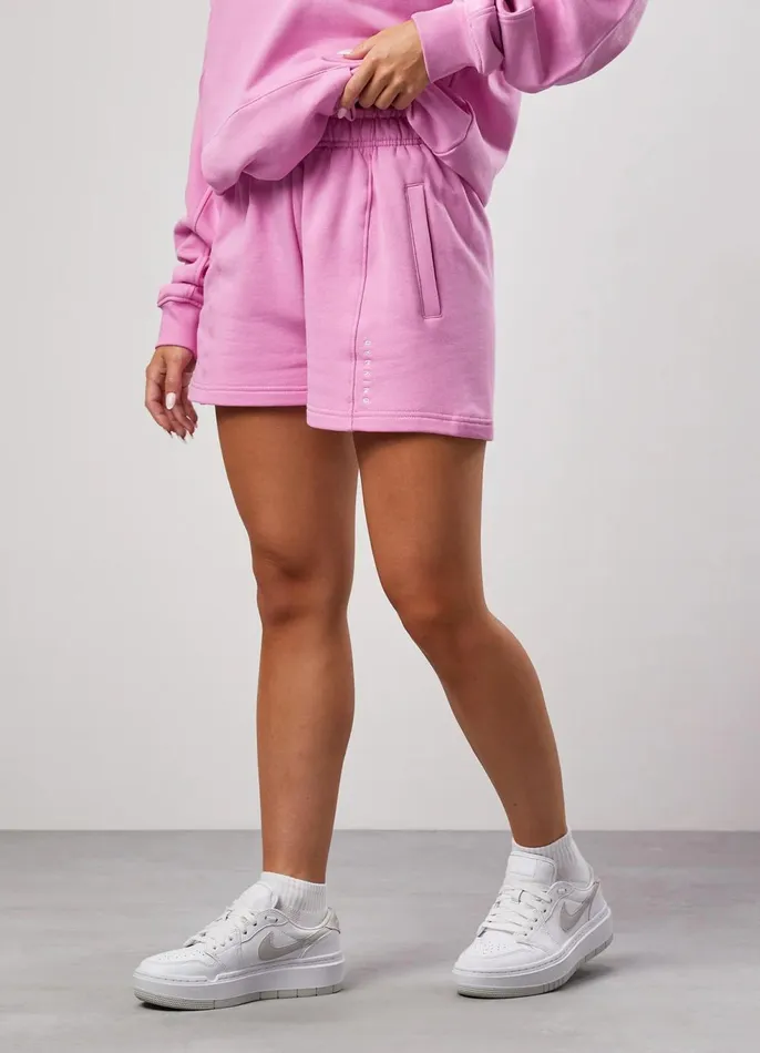 Gym King Tracksuits Women GKW Relaxed Fit Hoodie and Shorts 8211 Pink Rose
