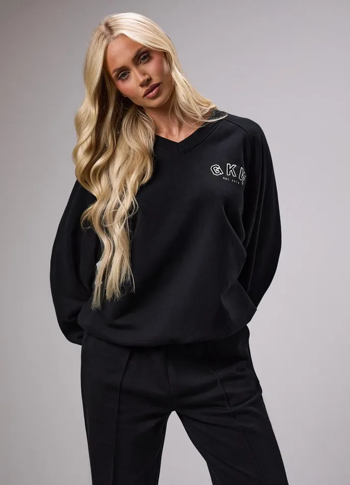 Gym King Tracksuits Women GKW Sports Luxe V Neck Tracksuit 8211 Black