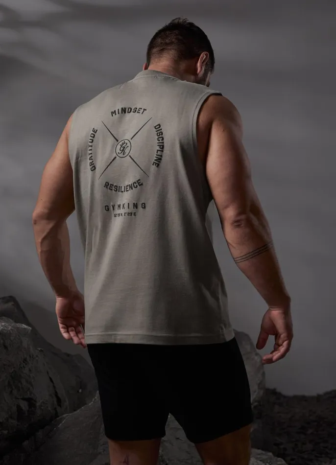 Gym King Vests Men Compass Tank 8211 Deep Khaki