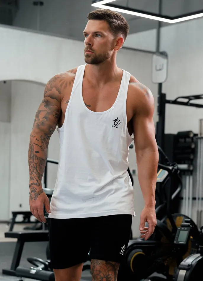 Gym King Vests Men Stringer Jersey Vest 8211 White