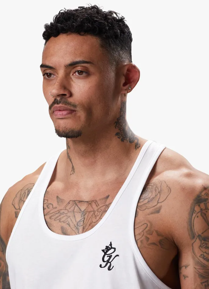 Gym King Vests Men Stringer Jersey Vest 8211 White