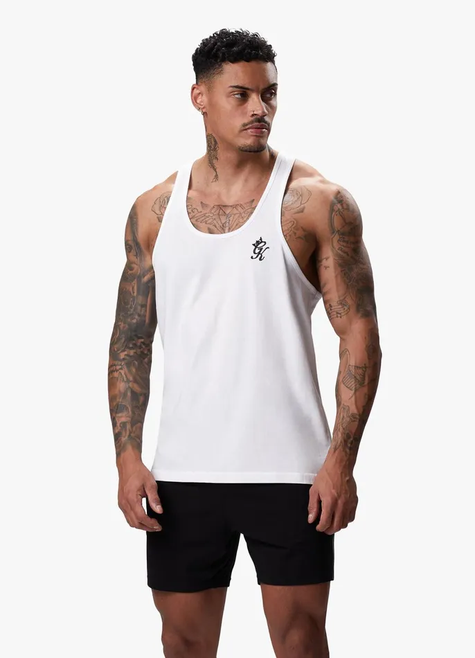 Gym King Vests Men Stringer Jersey Vest 8211 White