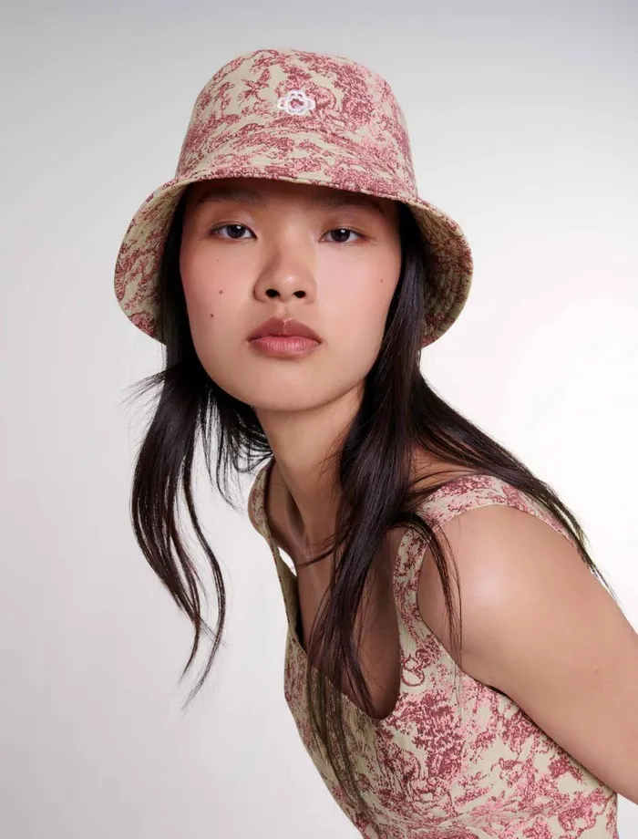 Hats Women Maje Patterned Cotton Bucket Hat Pink Jungle Canvas