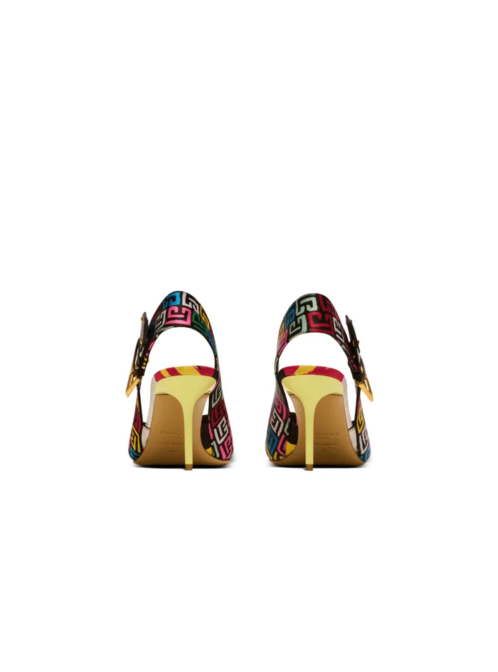 Heeled Ruby Slingbacks In Printed Satin Multicolor Women Balmain High Heels and Pumps