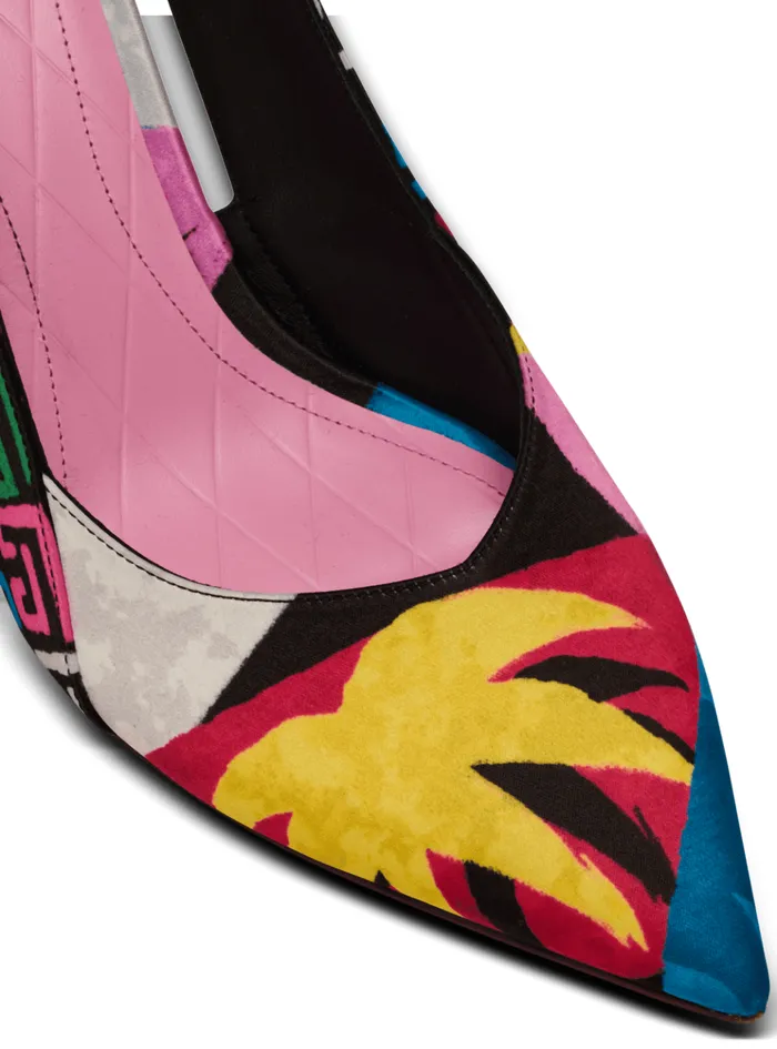 Heeled Ruby Slingbacks In Printed Satin Multicolor Women Balmain High Heels and Pumps