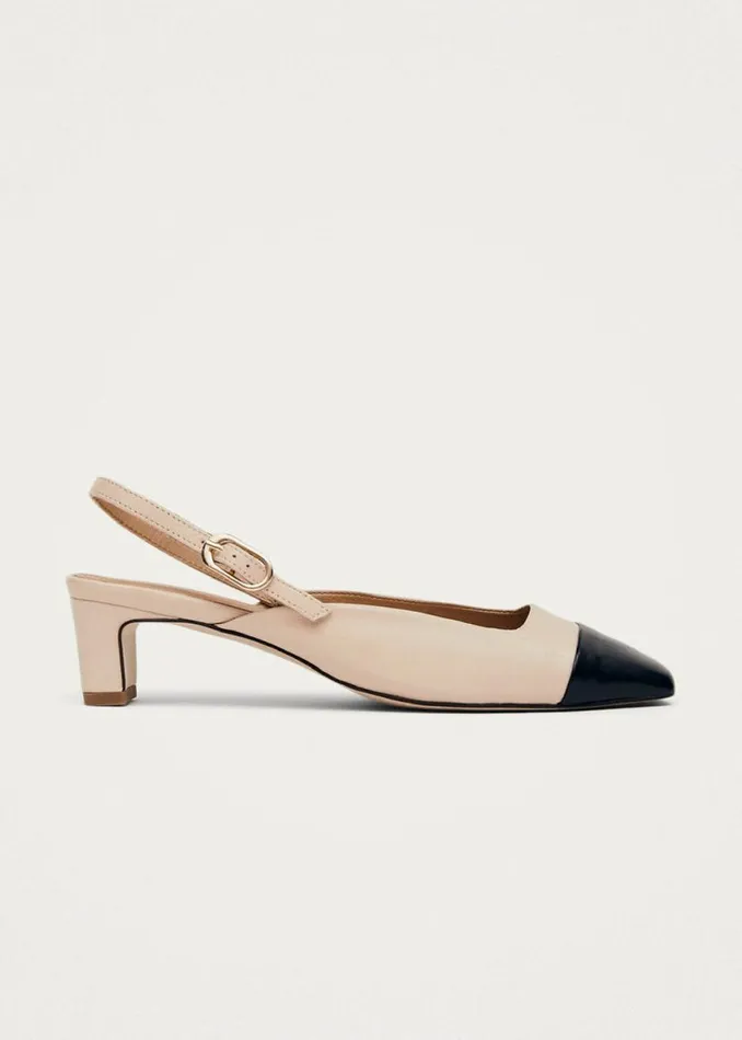 Heels Women ALOHAS Lindy Bicolor Cream Black Leather Pumps