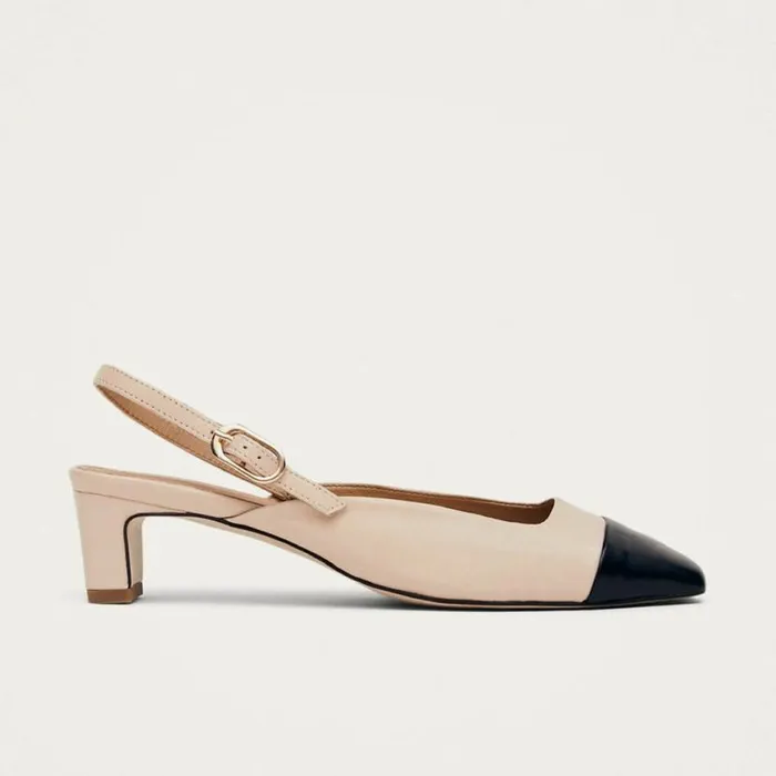 Heels Women ALOHAS Lindy Bicolor Cream Black Leather Pumps