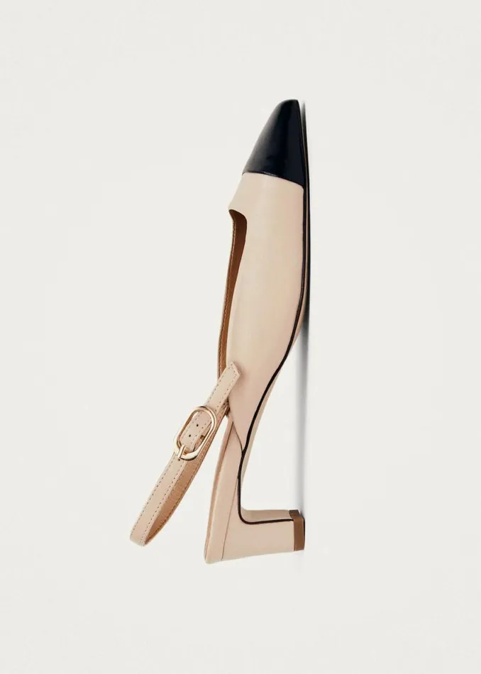 Heels Women ALOHAS Lindy Bicolor Cream Black Leather Pumps