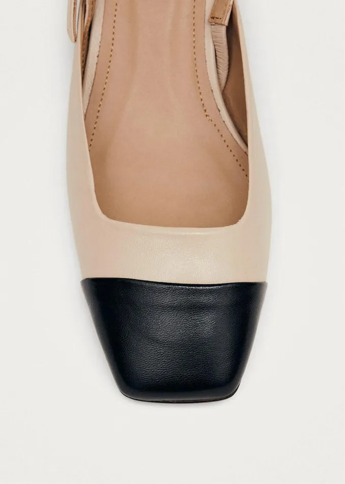Heels Women ALOHAS Lindy Bicolor Cream Black Leather Pumps