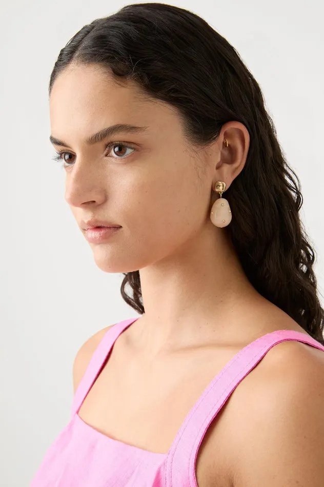 Helena Stone Drop Studs Goldblush Women Aje Jewelry