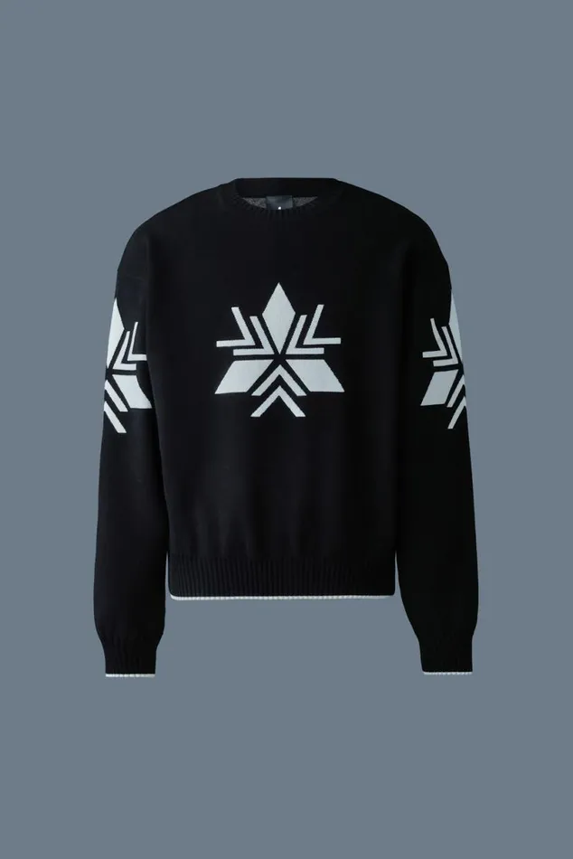 Hoodies and Tops Men Mackage BENTLEYSF Jacquard Snowflake Knit Sweater Blackcream Hoodies and Tops Men Mackage BENTLEYSF Jacquard Snowflake Knit Sweater Blackcream