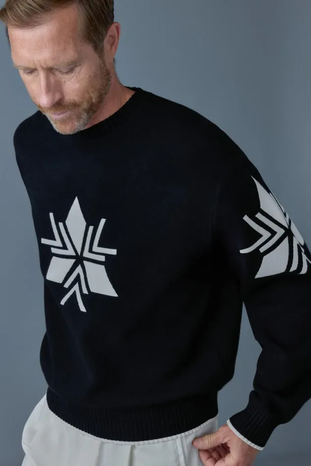 Hoodies and Tops Men Mackage BENTLEYSF Jacquard Snowflake Knit Sweater Blackcream Hoodies and Tops Men Mackage BENTLEYSF Jacquard Snowflake Knit Sweater Blackcream