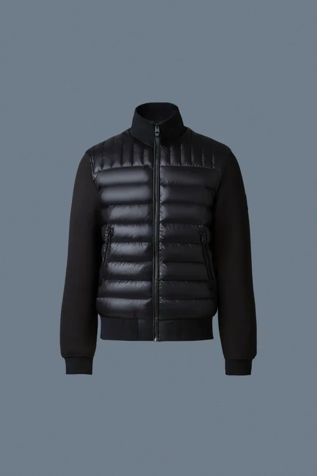 Hoodies and Tops Men Mackage COLLINR Nano Down Mixed Media Bomber Jacket Black