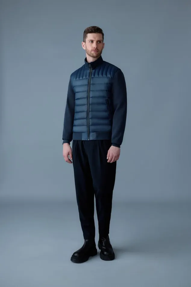 Hoodies and Tops Men Mackage COLLINR Nano Down Mixed Media Bomber Jacket Black Hoodies and Tops Men Mackage COLLINR Nano Down Mixed Media Bomber Jacket Black