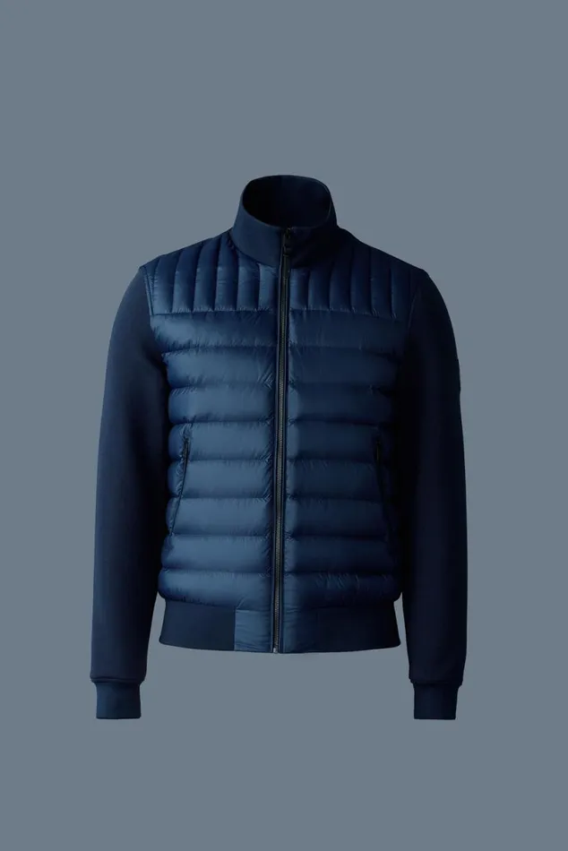 Hoodies and Tops Men Mackage COLLINR Nano Down Mixed Media Bomber Jacket Black Hoodies and Tops Men Mackage COLLINR Nano Down Mixed Media Bomber Jacket Black