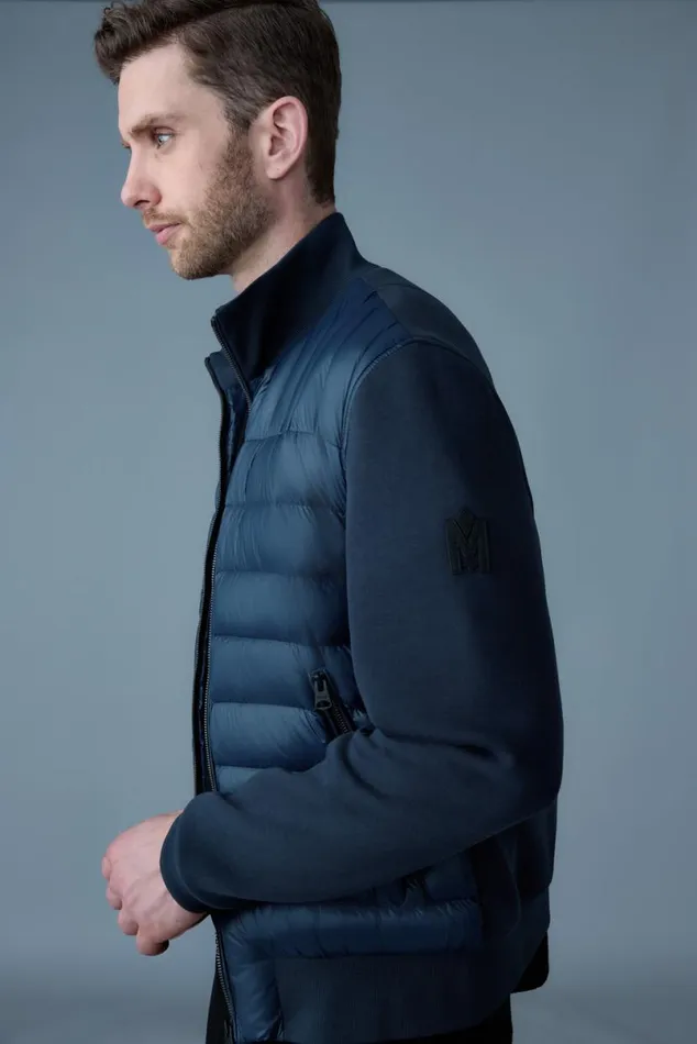 Hoodies and Tops Men Mackage COLLINR Nano Down Mixed Media Bomber Jacket Black Hoodies and Tops Men Mackage COLLINR Nano Down Mixed Media Bomber Jacket Black