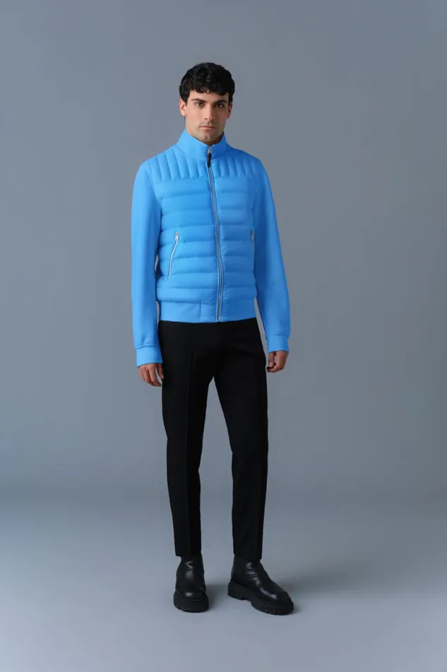 Hoodies and Tops Men Mackage COLLINR Nano Down Mixed Media Bomber Jacket Black Hoodies and Tops Men Mackage COLLINR Nano Down Mixed Media Bomber Jacket Black