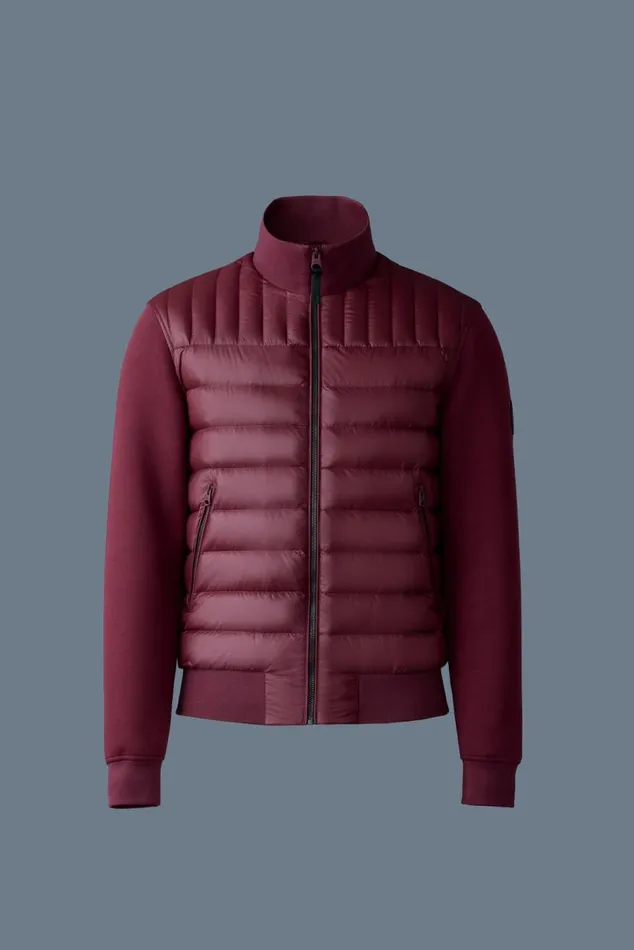 Hoodies and Tops Men Mackage COLLINR Nano Down Mixed Media Bomber Jacket Black Hoodies and Tops Men Mackage COLLINR Nano Down Mixed Media Bomber Jacket Black