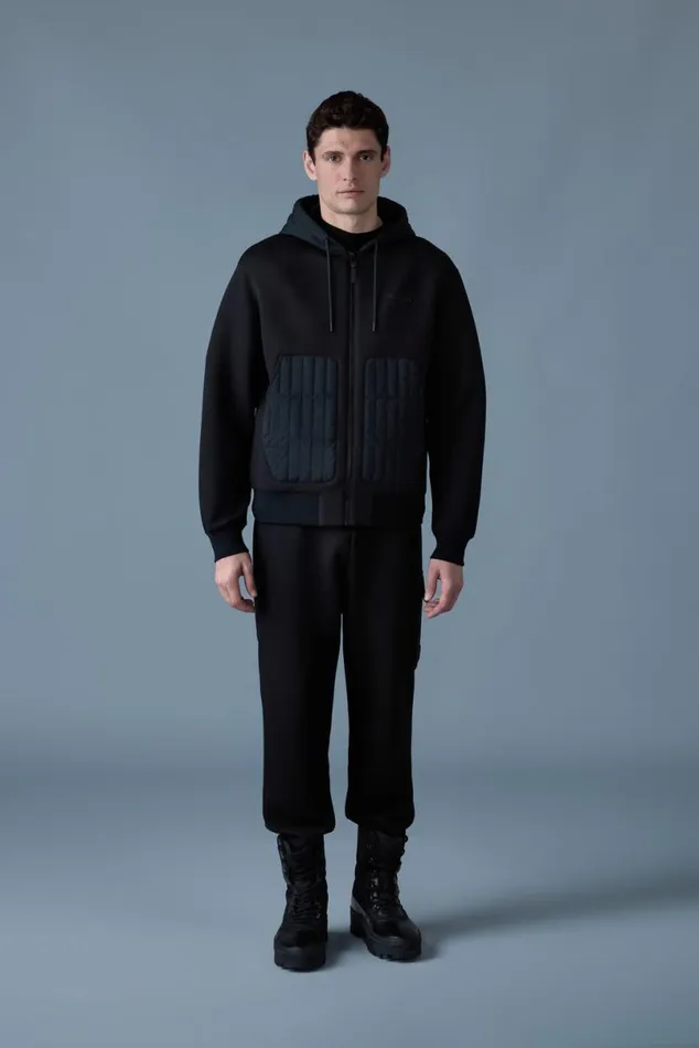 Hoodies and Tops Men Mackage CRUZ Zipup Hybrid Vertical Quilt Hoodie Light Military Hoodies and Tops Men Mackage CRUZ Zipup Hybrid Vertical Quilt Hoodie Light Military