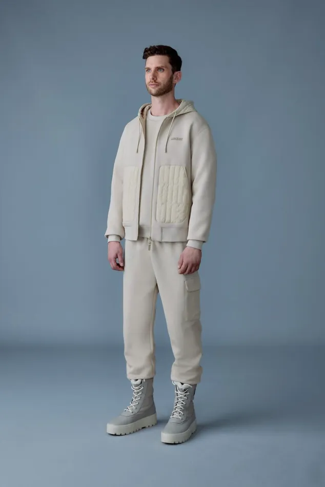 Hoodies and Tops Men Mackage CRUZ Zipup Hybrid Vertical Quilt Hoodie Light Military Hoodies and Tops Men Mackage CRUZ Zipup Hybrid Vertical Quilt Hoodie Light Military