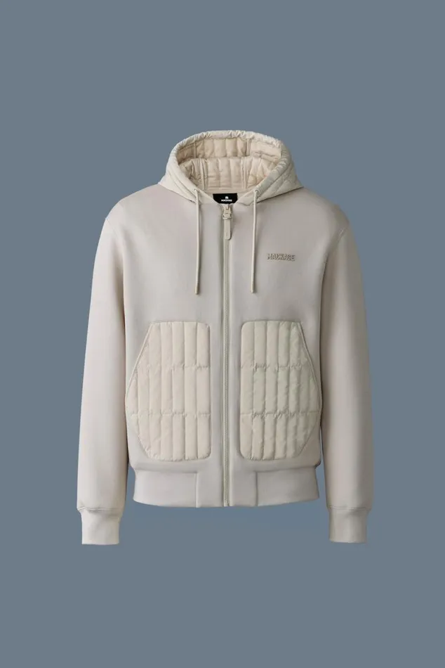 Hoodies and Tops Men Mackage CRUZ Zipup Hybrid Vertical Quilt Hoodie Light Military Hoodies and Tops Men Mackage CRUZ Zipup Hybrid Vertical Quilt Hoodie Light Military