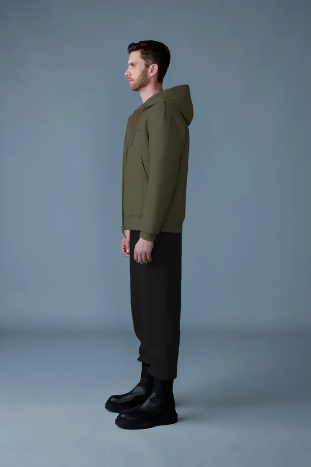 Hoodies and Tops Men Mackage CRUZ Zipup Hybrid Vertical Quilt Hoodie Light Military Hoodies and Tops Men Mackage CRUZ Zipup Hybrid Vertical Quilt Hoodie Light Military