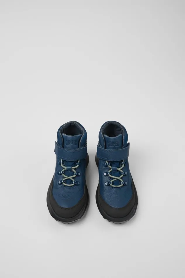 Hook And Loop Kids Camper CRCLR Dark Blue Leather And Textile Ankle Boots Hook And Loop Kids Camper CRCLR Dark Blue Leather And Textile Ankle Boots