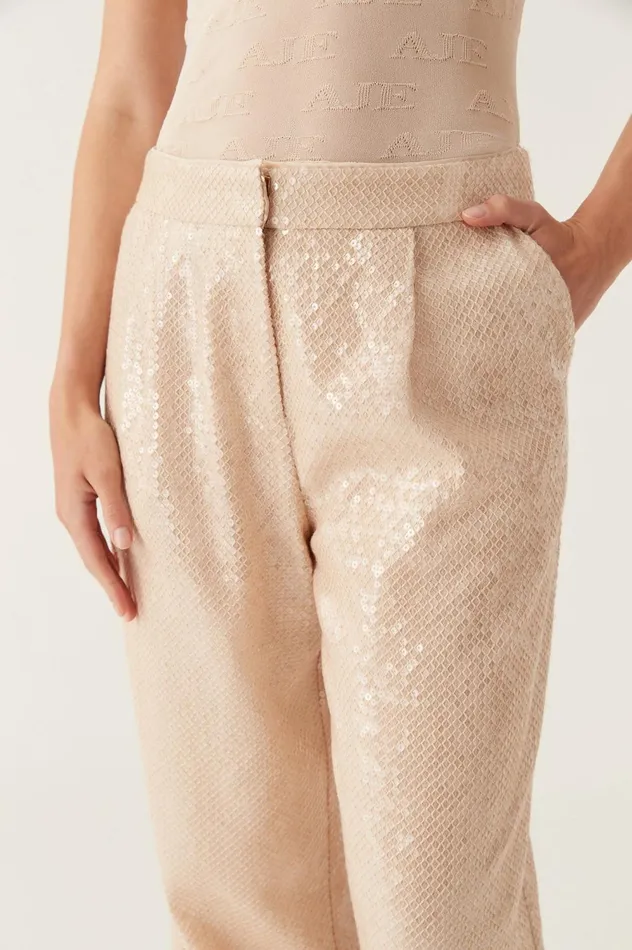 Incandescent Sequin Pant Sand Brown Women Aje Pants