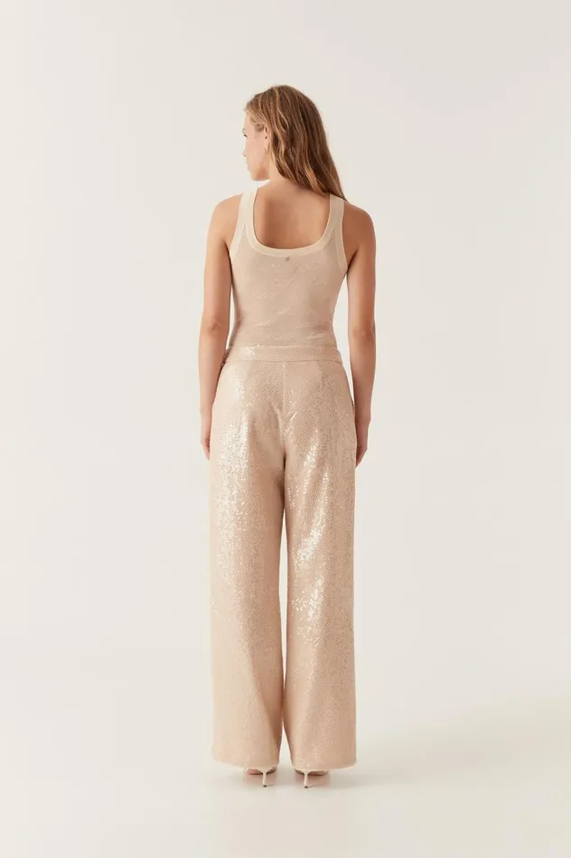 Incandescent Sequin Pant Sand Brown Women Aje Pants