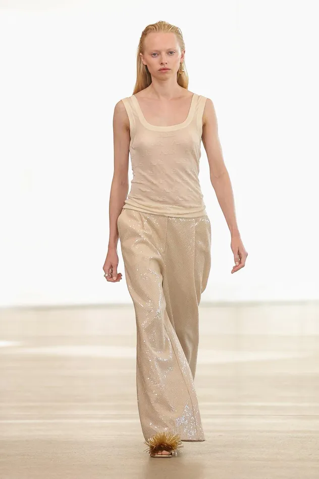 Incandescent Sequin Pant Sand Brown Women Aje Pants