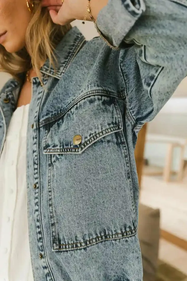 Isabelle Denim Jacket Medium Wash Women Bohme Tops