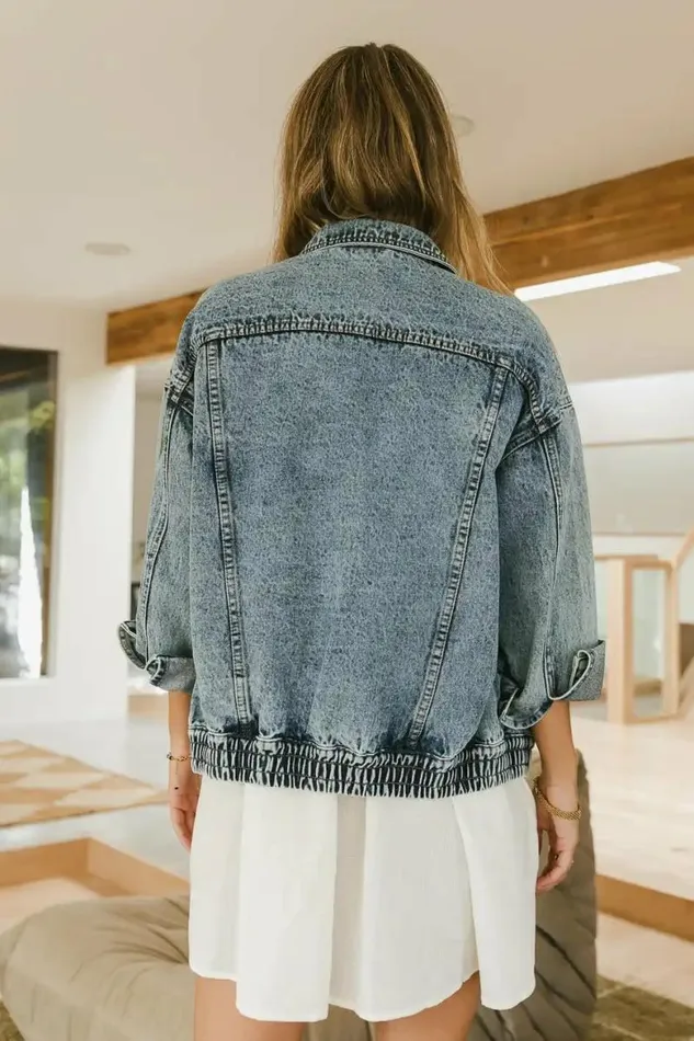 Isabelle Denim Jacket Medium Wash Women Bohme Tops