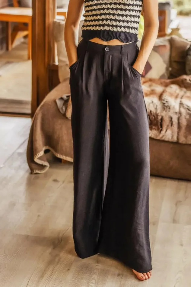 Jolie Wide Leg Pants In Black Black Women Bohme Pants