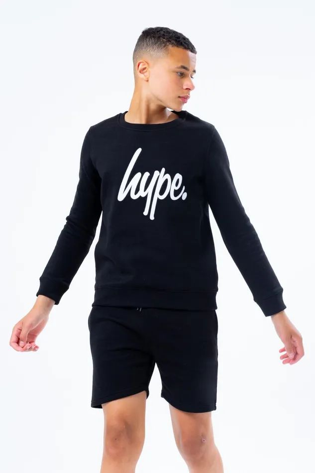 Just Hype Hoodies and Sweatshirts Hype Unisex Kids Black Script Crew Neck
