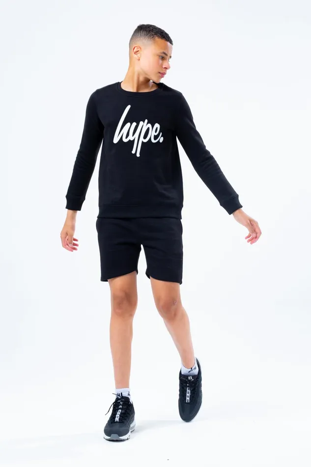 Just Hype Hoodies and Sweatshirts Hype Unisex Kids Black Script Crew Neck
