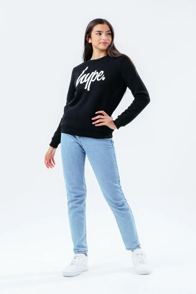 Just Hype Hoodies and Sweatshirts Hype Unisex Kids Black Script Crew Neck