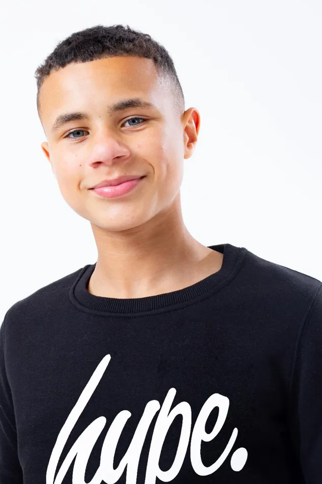 Just Hype Hoodies and Sweatshirts Hype Unisex Kids Black Script Crew Neck