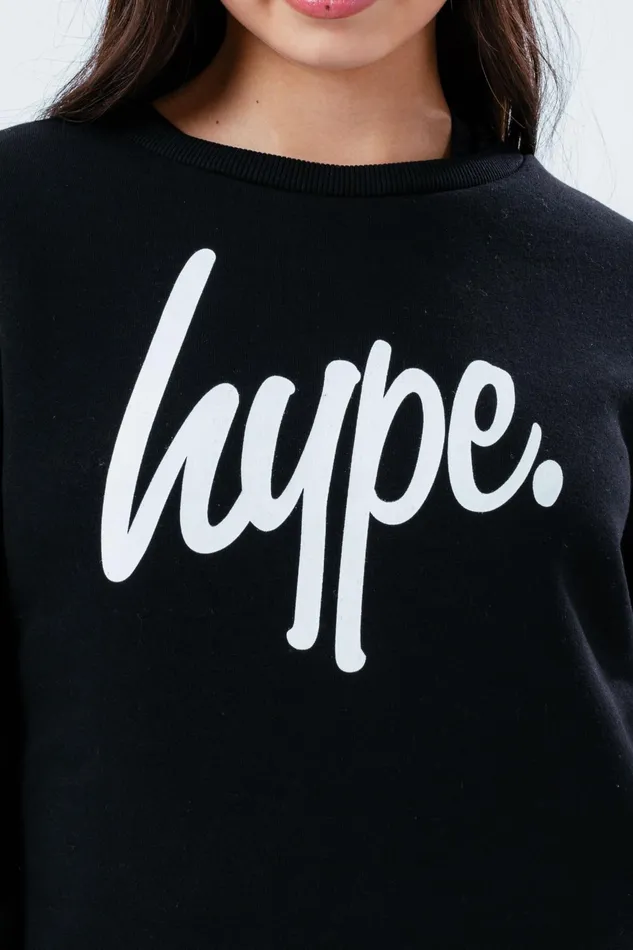 Just Hype Hoodies and Sweatshirts Hype Unisex Kids Black Script Crew Neck