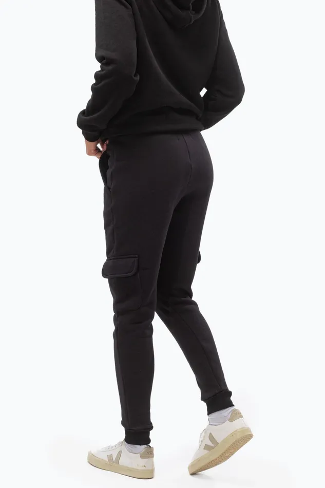 Just Hype Joggers Justhype Womens Black Branded Drawcord Cargo Joggers Just Hype Joggers Justhype Womens Black Branded Drawcord Cargo Joggers