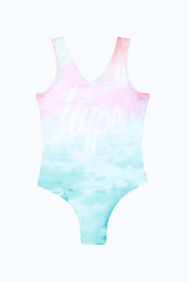 Just Hype Swimwear and Shorts Hype Girls Multi Pastel Clouds Swimsuit
