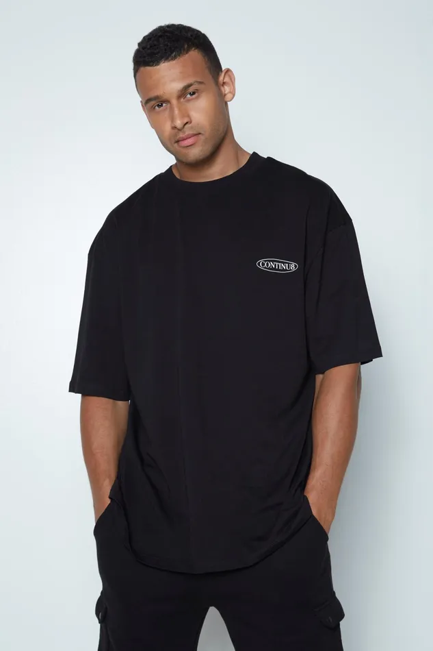 Just Hype TShirts Continu8 Unisex Black Colour Blob Boxy TShirt