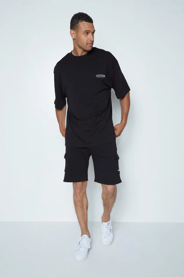 Just Hype TShirts Continu8 Unisex Black Colour Blob Boxy TShirt