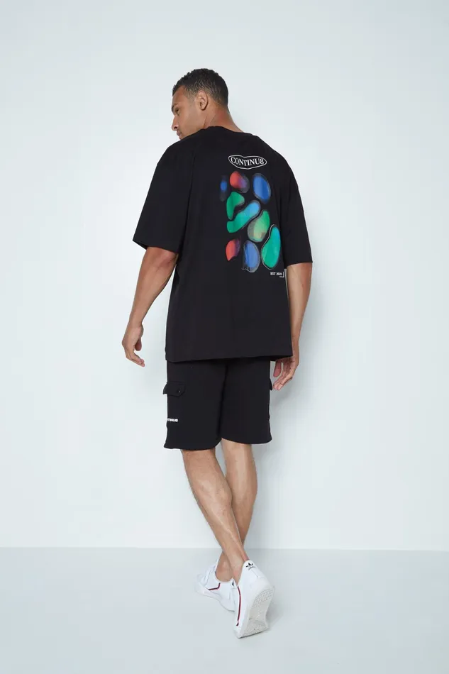 Just Hype TShirts Continu8 Unisex Black Colour Blob Boxy TShirt