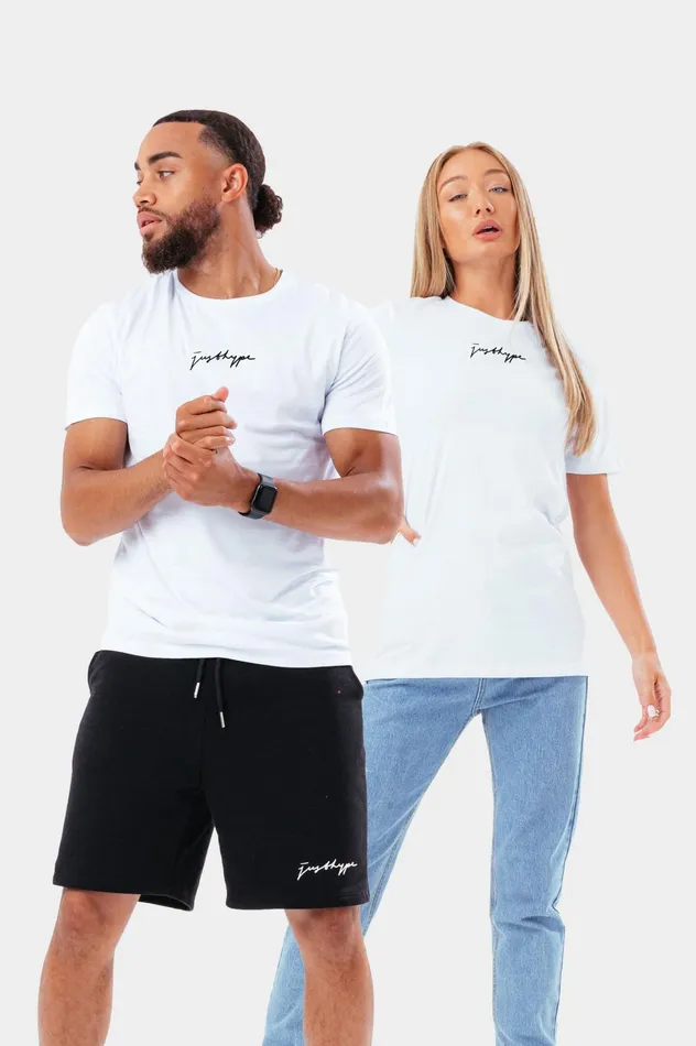 Just Hype TShirts Hype Adult White Essential Scribble Logo TShirt