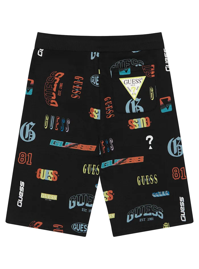 Kids Big Boy GUESS Black Logo Print Active Shorts 716 Kids Big Boy GUESS Black Logo Print Active Shorts 716