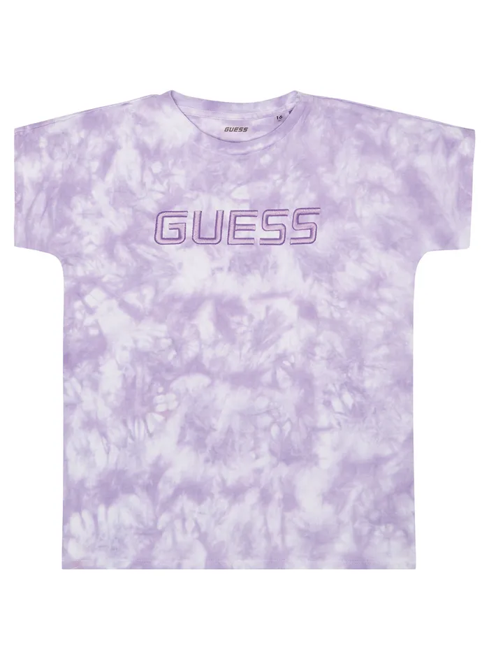 Kids Big Girl GUESS Lilac Tie Dye Logo Active Tshirt 716